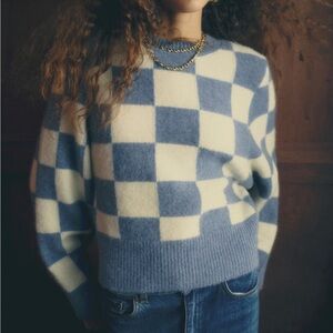 EUC Sezane Francois Jumper sz M - Blue and White Checkered Sweater